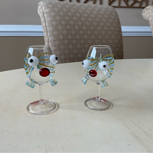 NWT Massimo Lunardon Tropical Fish Wine Glasses 🐟 - Picture 2 of 7